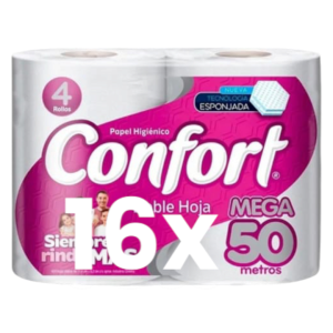 CONFORT | Papel higiénico 50 mts - 16 rollos