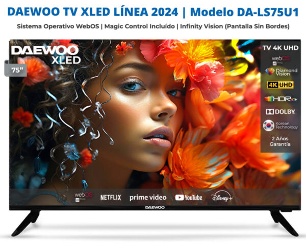 DAEWOO | Smart TV XLED 75″ 4K UHD WEBOS Dolby Audio con Magic Control DA-LS75U1