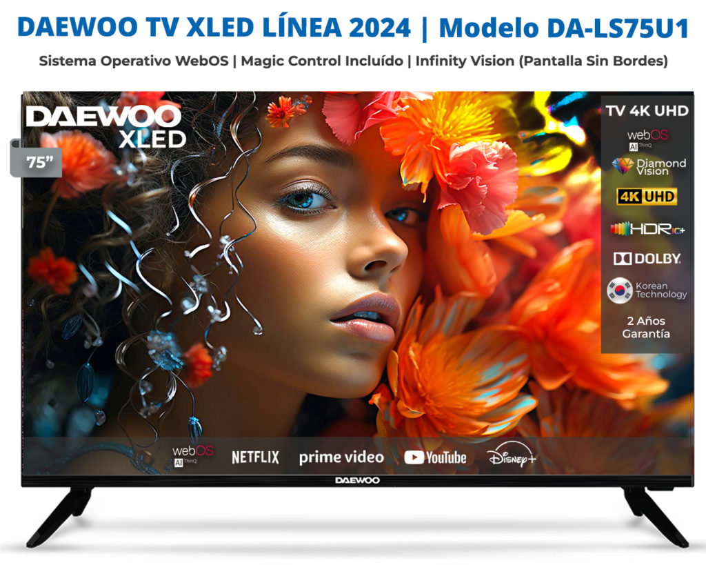 DAEWOO | Smart TV XLED 75″ 4K UHD WEBOS Dolby Audio con Magic Control DA-LS75U1